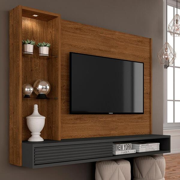 Painel Suspenso Georgia 1,80 Para Tv 50" Freijó/gr -  Móveis