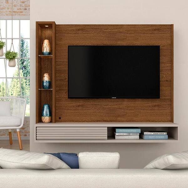 Painel Suspenso Georgia Para Tv 50" Freijó/off Whi -  Móveis