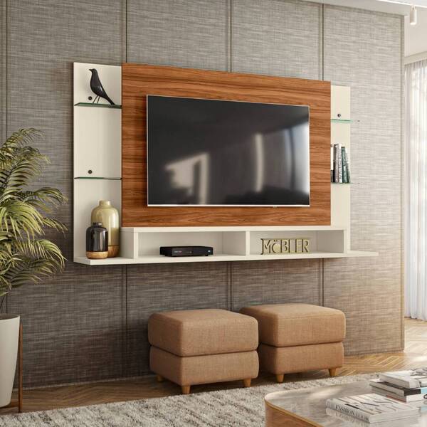 Painel Suspenso Kamila 180cm Tv 55" Mel Off White Tana Decor