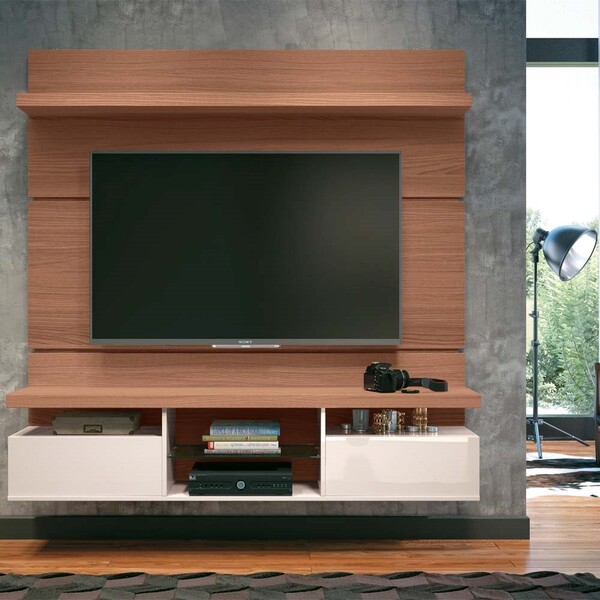 Painel Suspenso Lais Tv 55 160cm Nature Off White Tana Decor