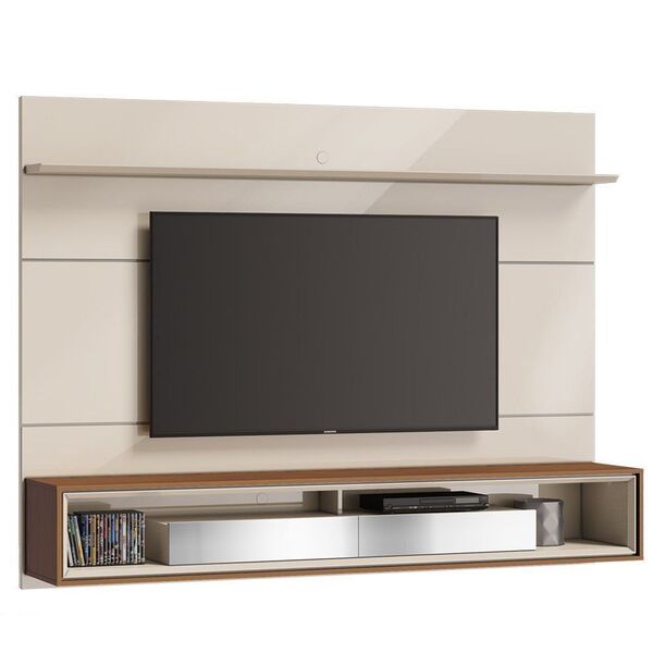 Painel Suspenso Ópera 218cm Com Espelho Off White/ Freijó G29