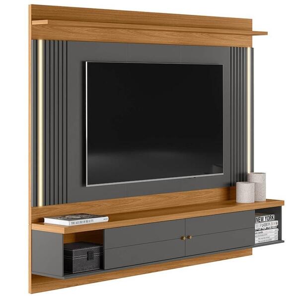 Painel Suspenso Para Tv 70 Pol. Com Led 200cm Barceli L06 Nat