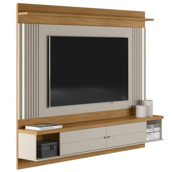 Painel Suspenso Para Tv 75 Pol. Com Led 217cm Barceli L06 Nat