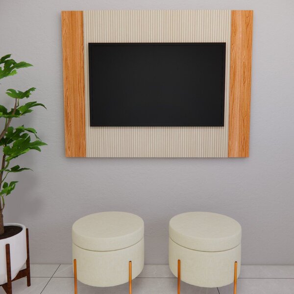 Painel Suspenso Para Tv Até 42 Polegadas Ripado Bege/marrom