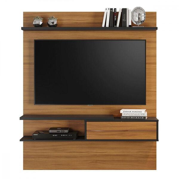 Painel Suspenso Para Tv De 55" Com 1 Porta Freijó/preto