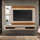 Painel Suspenso Ripado Com Espelho Theo Para Tv De Até 60" Ca