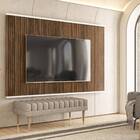 Painel Suspenso Ripado Ester Tv 75 210cm Castanho Wood Branco