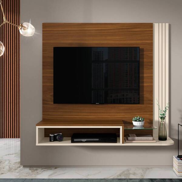 Painel Suspenso Tiago 120cm Tv 48" Freijó Off White Bnn Decor