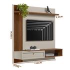 Painel Suspenso Tv Até 55 Polegadas Ripado Freijó Off White G