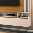 Painel Tv 55 Pol 181cm Bancada Suspensa Aimi Cinamomo/off Whi