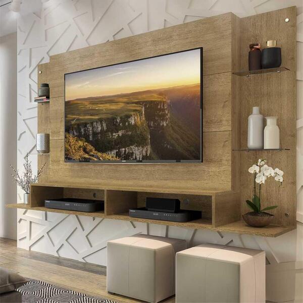 Painel Tv 60" Com Nichos E Prateleiras Vidro Nairóbi Multimóv