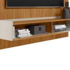 Painel Tv 65' Frisado Com Prateleira Ávila Nature Off-white