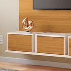 Painel Tv 70 Pol 180cm Bancada Suspensa Eren Cinamomo/off Whi