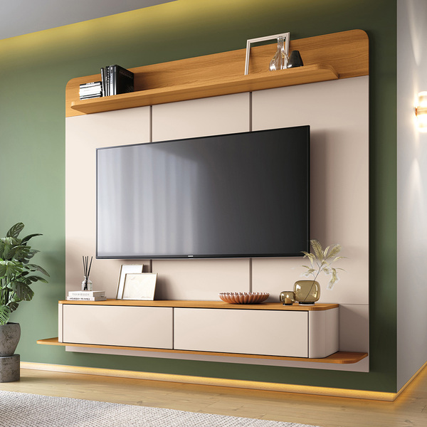 Painel Tv 70 Pol 180cm Bancada Suspensa Sarah Off White/cinam