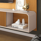 Painel Tv 85 Pol 219cm Bancada Suspensa Emily Cinamomo/off Wh