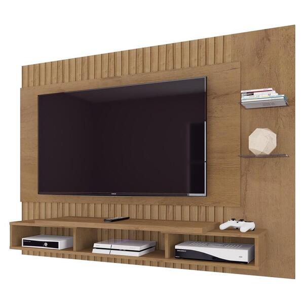 Painel Tv Até 55" Com Prateleiras Vidro Multimóveis Cr45209