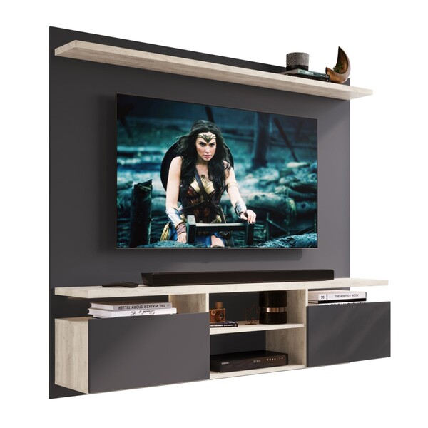 Painel Tv Até 60 Polegadas Home Suspenso Dallas Crema Grafite