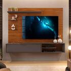 Painel Tv Até 60 Polegadas Prateleiras Vidro Freijó Cinza Urb