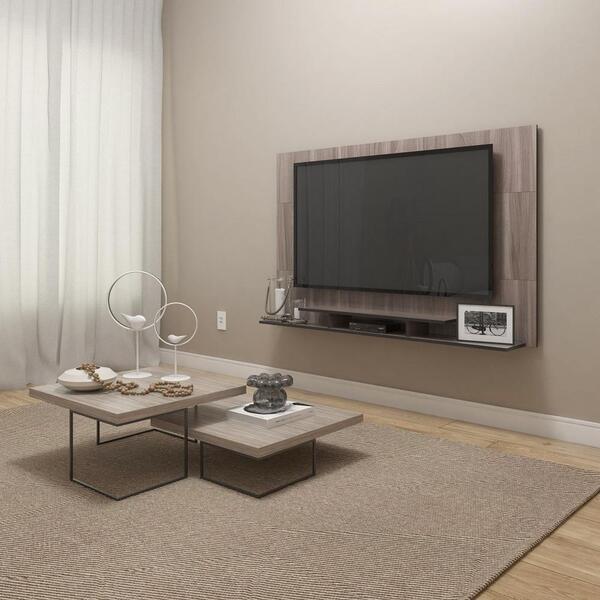 Painel Tv Europa 58" Polegadas 01 Nicho 03 Prateleiras - Smok