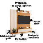 Painel Tv Sala Quarto 65 Polegadas Ripado Jakarta Mdf
