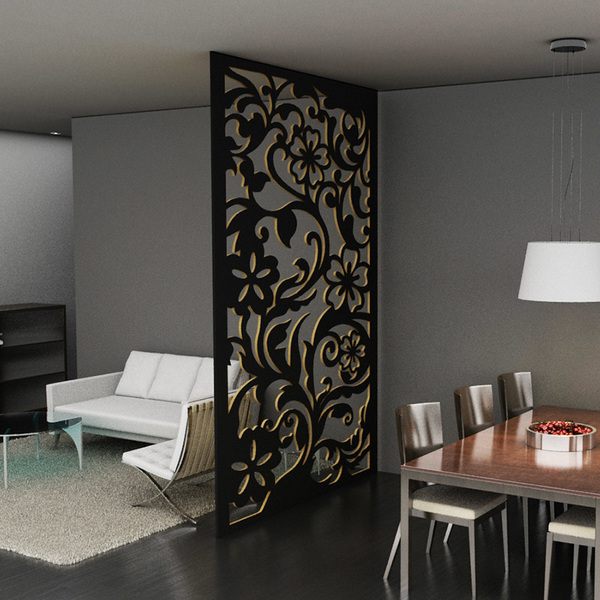 Painel Vazado Divisória Mdf Waimea Preto - 0 60x2 40m