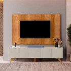 Painel Versátilis Com Rack Atenas 2,20m Pés Madeira Maciça Ma