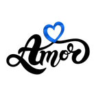 Palavra De Parede Decorativo Amor Coração Mdf 6mm Azul 50x31cm