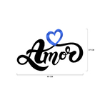 Palavra De Parede Decorativo Amor Coração Mdf 6mm Azul 60x37cm