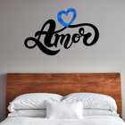 Palavra De Parede Decorativo Amor Coração Mdf 6mm Azul 60x37cm
