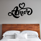 Palavra De Parede Decorativo Amor Coração Mdf 6mm Preto 60x37