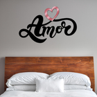 Palavra De Parede Decorativo Amor Coração Mdf 6mm Rose 60x37cm