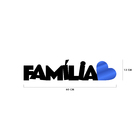 Palavra De Parede Decorativo Familia Coração Mdf 6mm Azul 60x