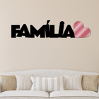 Palavra De Parede Decorativo Familia Coração Mdf 6mm Rose 40x