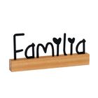 Palavra Decorativa Família Coração Em Aço Com Base De Madeira