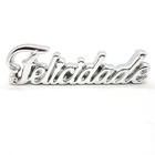 Palavra Felicidade Cerâmica Decorativa Enfeite Sala Prata