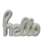 Palavra Hello Pequena De Cerâmica Decorativa Na Cor Branca