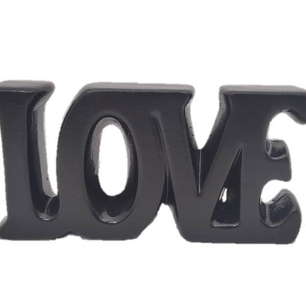 Palavra Love Decorativa Em Cerâmica Preto 18cm 4536 Lyor