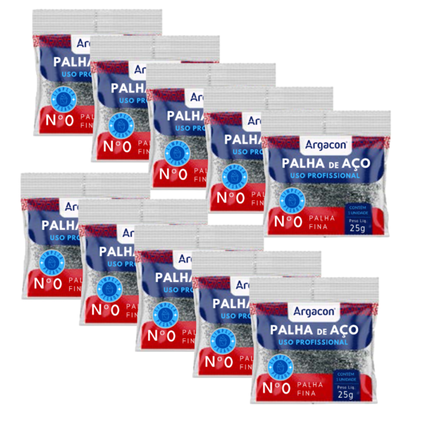 Palha De Aço Número 0 Argacon Profissional Kit 10 Unidades