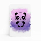 Panda Desenho Animais Roxo Infantil Quadro Canvas 100x70cm