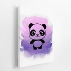 Panda Desenho Animais Roxo Infantil Quadro Canvas 120x80cm