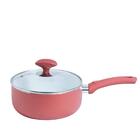 Panela 20cm Cerâmica Com Tampa De Vidro Casa Do Chef Vermelha