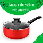 Panela Antiaderente 20 Cm 2,5 Litros Tampa De Vidro Grená Vit