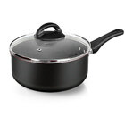 Panela Antiaderente 20 Cm 3 Litros Com Tampa De Vidro Preto C