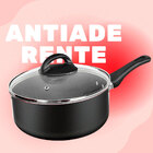 Panela Antiaderente 20 Cm 3 Litros Com Tampa De Vidro Preto C