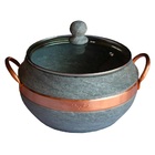 Panela Bojuda Caldeirão Em Pedra Sabão Tampa Vidro 3 6 Ltrs