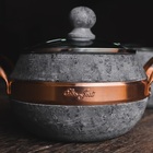 Panela Bojuda Caldeirão Em Pedra Sabão Tampa Vidro 3 6 Ltrs