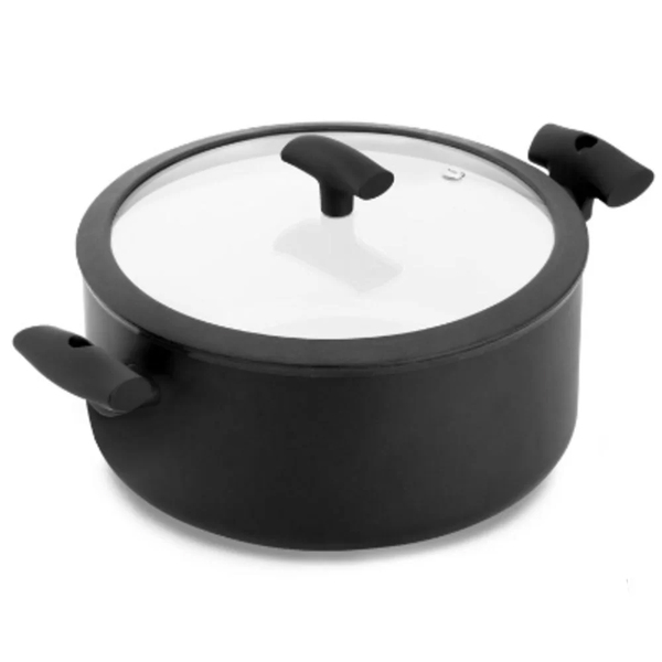 Panela Caçarola 24cm Indução Cerâmica Antiaderente Preto Preta