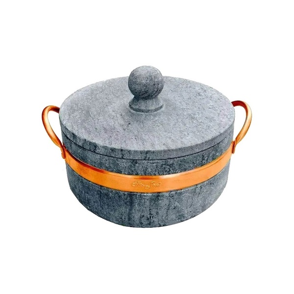 Panela Caçarola De Pedra Sabão Com Alça De Cobre 3 0 Litros