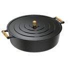 Panela Caçarola Ferro Fundido Alça Madeira Com Tampa 25l N50