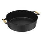 Panela Caçarola Ferro Fundido Alça Madeira Com Tampa 25l N50